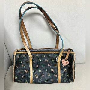 Y2K Vintage Authentic Dooney & Bourke Colorful Logo Brown Baguette Shoulder Bag